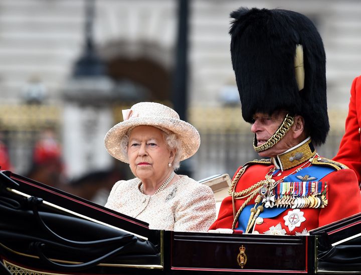 Queen Elizabeth ll and Prince Philip, Duke of Edinburgh attend the Trooping the Colour Ceremony in London in June 2015.