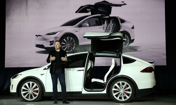 Elon Musk speaks during an event to launch the Tesla Model X Crossover SUV on Sept. 29, 2015, in Fremont, California.