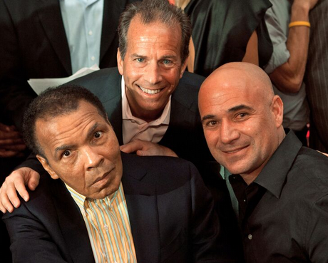 Muhammad Ali, Ivan Blumberg and Andre Agassi at an Athletes for Hope event.