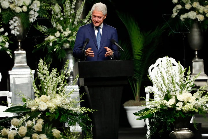 President Bill Clinton speaks during a memorial service for boxing legend Muhammad Ali on June 10, 2016 at the KFC Yum! Center in Louisville, Kentucky.