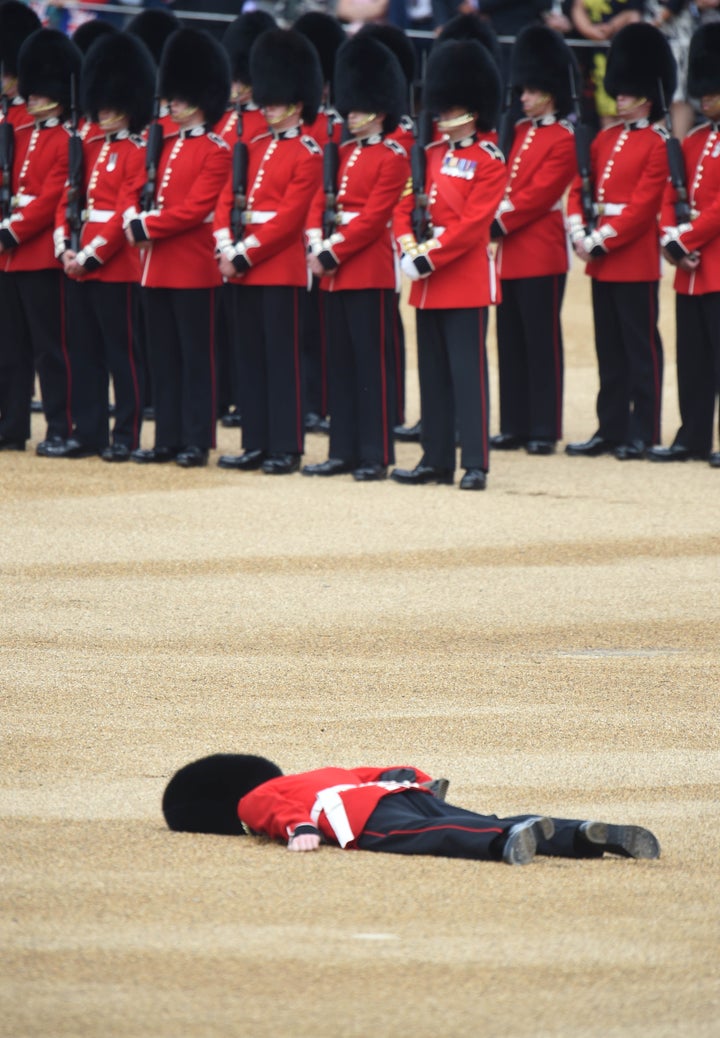 A member of the Queens Guard fainted during the ceremony. 