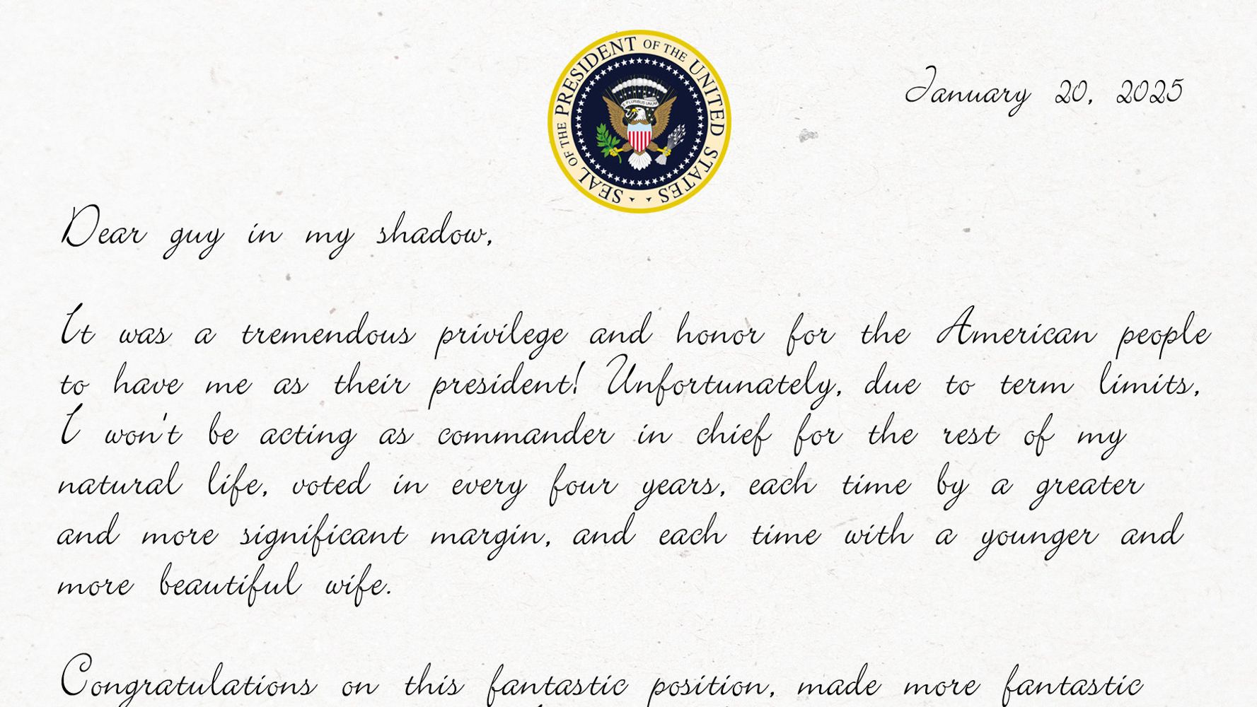 Here's The Letter President Donald Trump Will Leave His Successor In