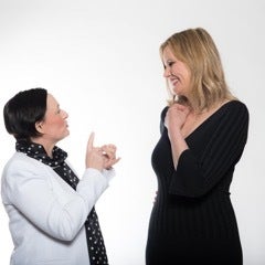Geena Davis (right) and Caroline Stokes (left)