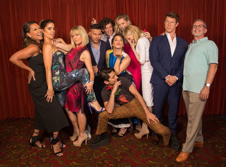 (L-R, back row) Vanessa Williams, Ana Ortiz, Ashley Jensen, Silvio Horta, Michael Uri, America Ferrera, Rebecca Romijn, Judith Light, Eric Mabius, Tony Plana, and (front row) Mark Indelicato at the "Ugly Betty" Reunion presented with Entertainment Weekly at the ATX Television Festival in Austin, Texas on Saturday, June 11, 2016.