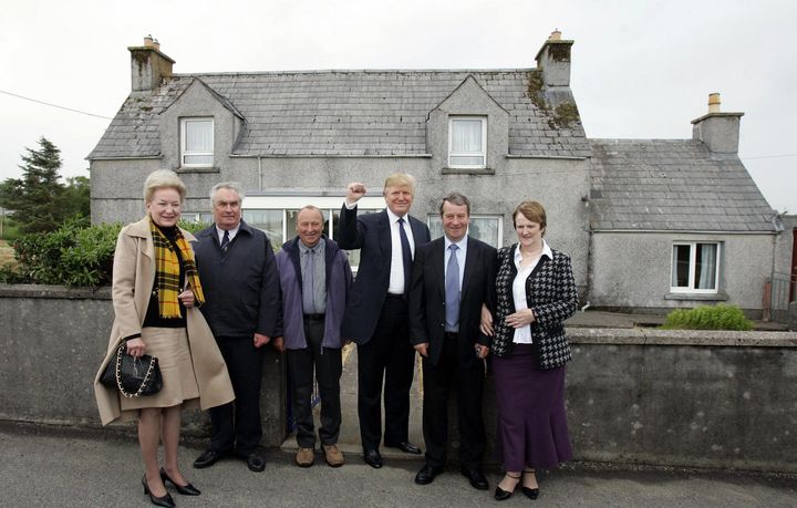 Trump outside his mother's home on the Isle of Lewis