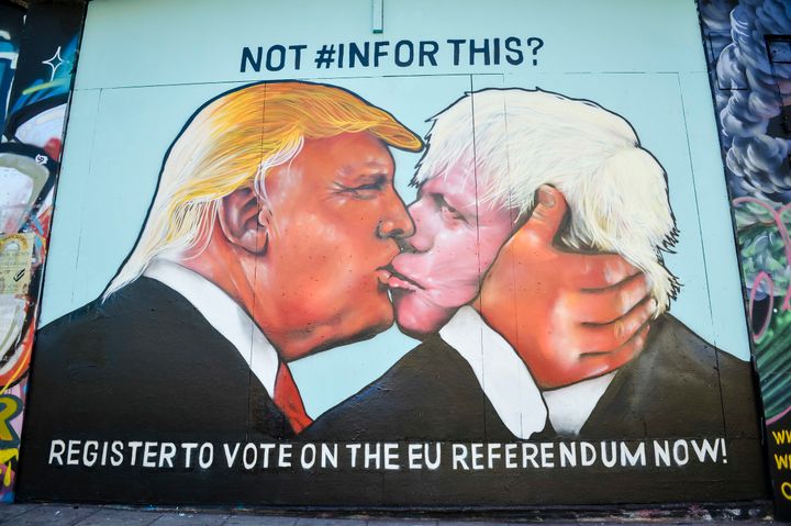 Bristol graffiti of Boris Johnson and Donald Trump