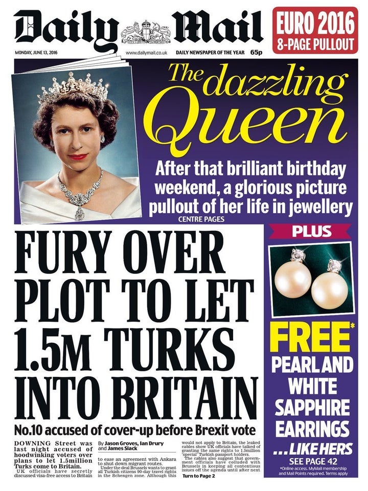 The Daily Mail's front page on Monday