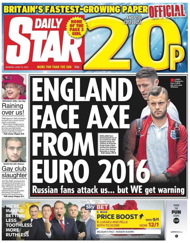 The front page of the Daily Star on Monday