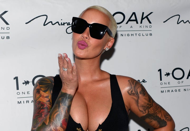 Model Amber Rose arrives at 1 OAK Nightclub on May 20, 2016, in Las Vegas.