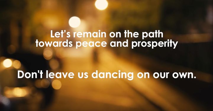 The final title card of the video appeals for young people to vote to remain in the EU