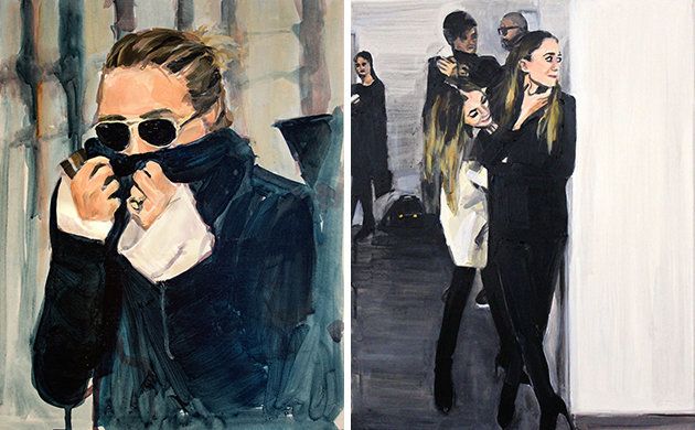 Paintings of the Olsen twins by Laura Collins.
