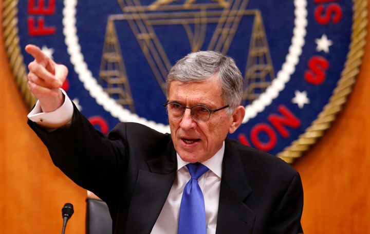 FCC Chairman Tom Wheeler gestures during a 2015 hearing to consider the government's net neutrality rules.