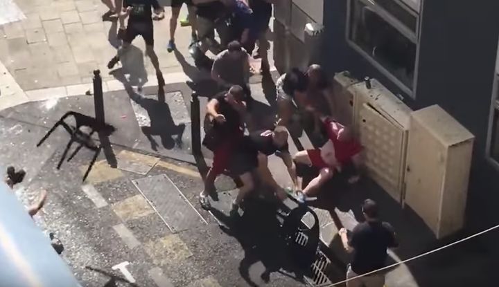 One incident saw a single England fan being ruthlessly beaten by Russian ultras 