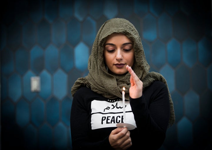 Marwa Balkar holds a candle at the Islamic Center of Southern California and ICUJP Interfaith Vigil Against Violence and Hatred on June 13 in remembrance of the 49 people killed in a mass shooting at a popular gay nightclub in Orlando. 