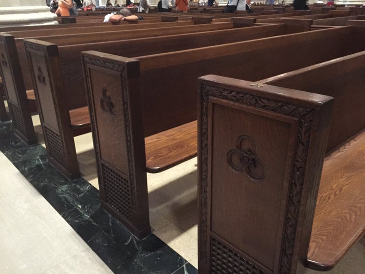 St. Patrick's wooden pews.