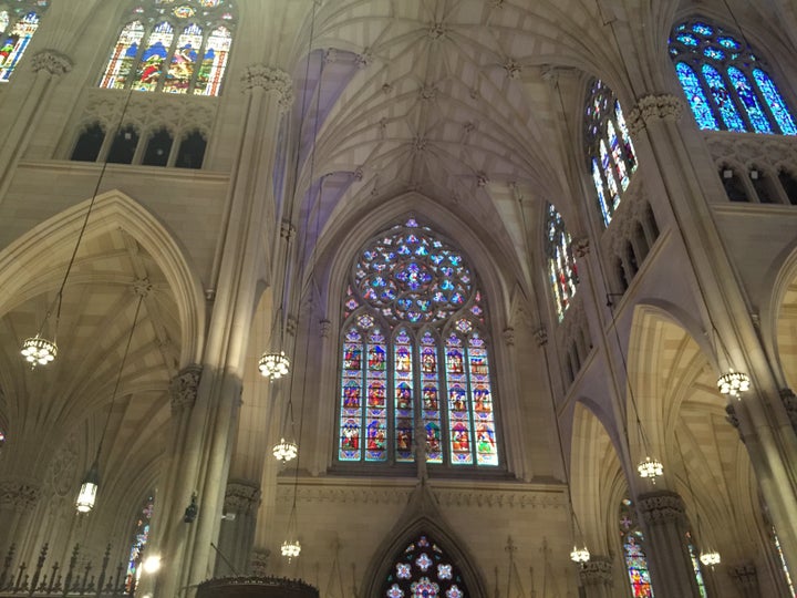 St. Patrick's colorful stained glass.