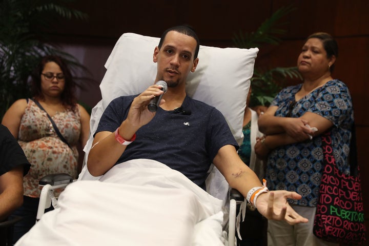 Angel Santiago speaks to the media from the Florida Hospital about being shot in the Pulse gay nightclub terror attack.