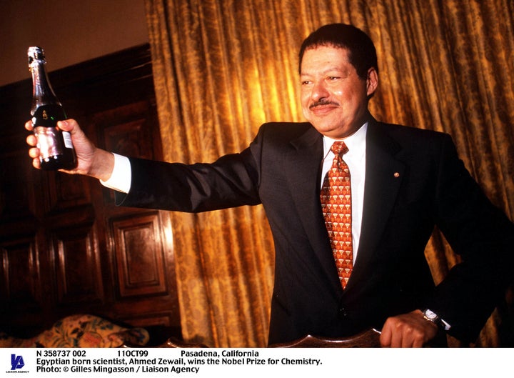 Egyptian-born scientist Ahmed Zewail wins the Nobel Prize for Chemistry in 1999.