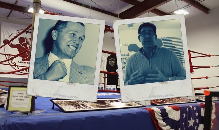 The family of boxer Tony Zale, left, says International Boxing Hall of Fame Director Edward Brophy, right, has failed to perf