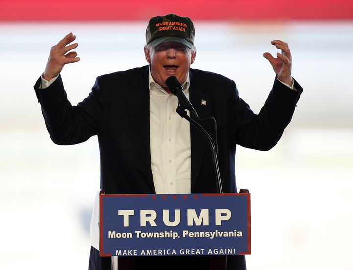 Republican U.S. presidential candidate Donald Trump speaks at a rally in Pittsburgh, Pennsylvania, U.S. June 11, 2016.