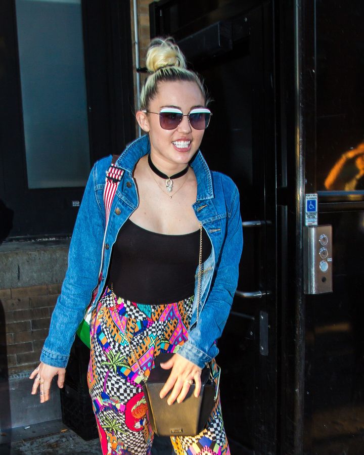 Miley Cyrus is seen leaving SoHo House on June 14, 2016, in New York.
