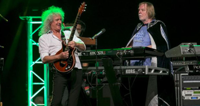 <strong>Brian May is preparing a musical surprise, with a space theme. Here he is with Rick Wakeman at Starmus 2014</strong>