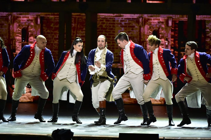 Lin-Manuel Miranda (center as Alexander Hamilton) just posted a song that was cut from his smash hit "Hamilton."