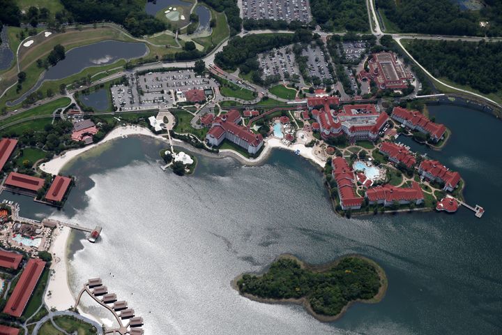 <strong>An aerial view of the Grand Floridian after a two-year-old boy was dragged by an alligator into the lagoon at the Walt Disney World resort in Orlando.</strong>