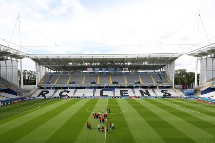 England Vs Wales: England players during the walk around at the Stade Felix Bollaert-Delelis, Lens