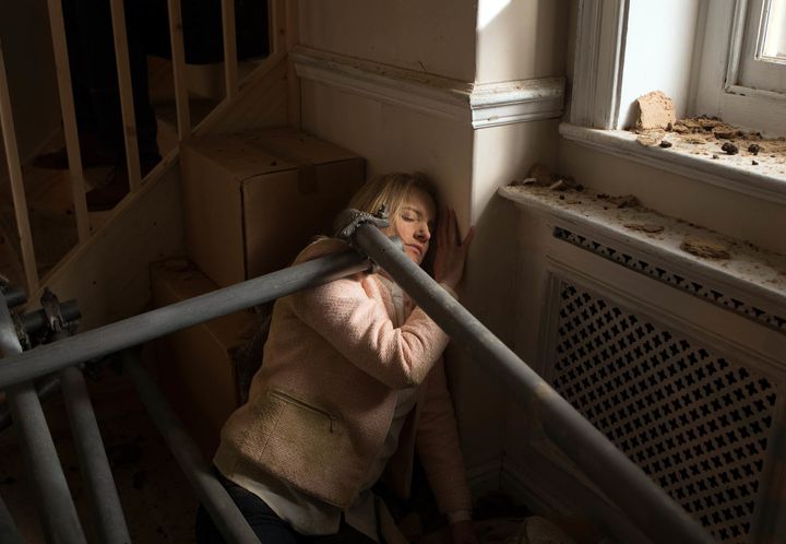 <strong>Nicola is knocked out by the scaffolding</strong>