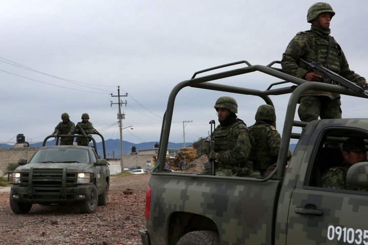 Soldiers patrol the perimeter of the Altiplano Federal Penitentiary, where drug lord Joaquin "El Chapo" Guzman is imprisoned, in Almoloya de Juarez, on the outskirts of Mexico City, January 10, 2016.