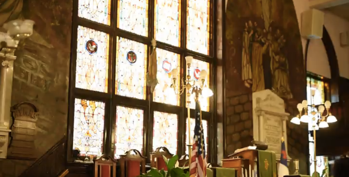 Sunlight streams through the windows of Mother Emanuel during Wednesday's Bible study. 