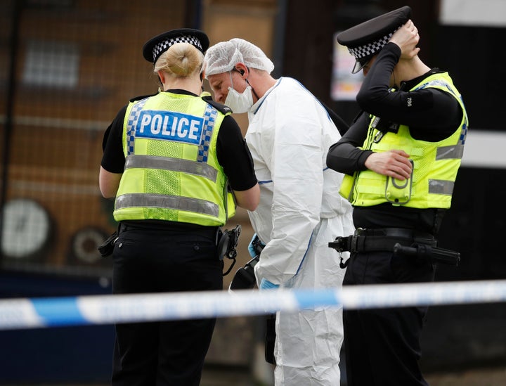 Witnesses said the attacker had shouted out “Britain First”. The far-right group by that name said it was shocked