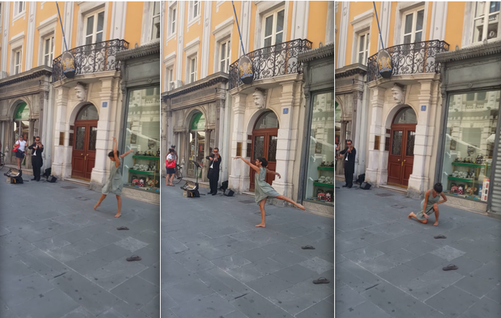A young woman was filmed elegantly dancing in the streets of Italy in what appeared to be a spontaneous performance.