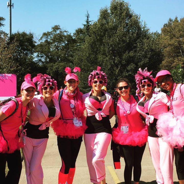Aviva (third from left) with her teammates and other <em>Race for the Cure</em> walkers