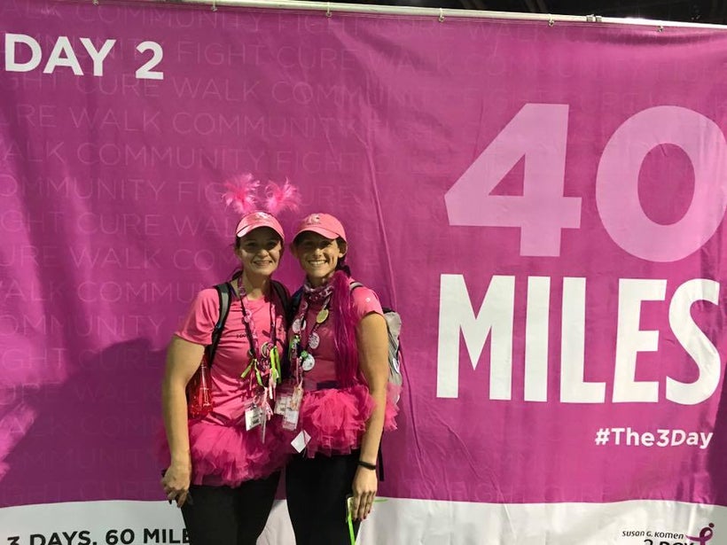 Aviva (right) and her teammate after Day 2 of 2015's <i>Race for a Cure</i>