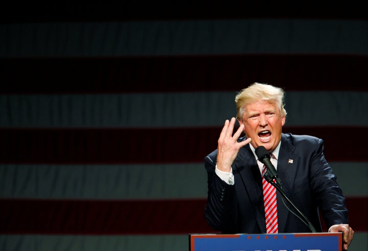 Republican presidential candidate Donald Trump speaks at a campaign rally in Greensboro, North Carolina on June 14, 2016.