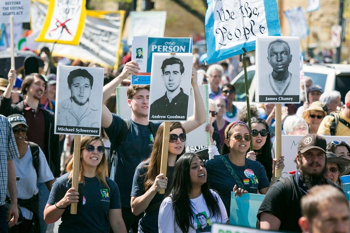Andrew Goodman Vote Everywhere Ambassadors rally and march with members of the Democracy Awakening movement, on Capitol