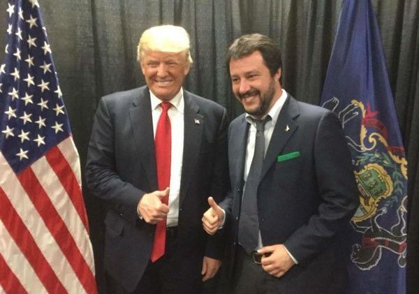 Italy's Matteo Salvini, seen here with Donald Trump, is one of many politicians around the world with policies and tactics that resemble those of the presumptive Republican presidential nominee.