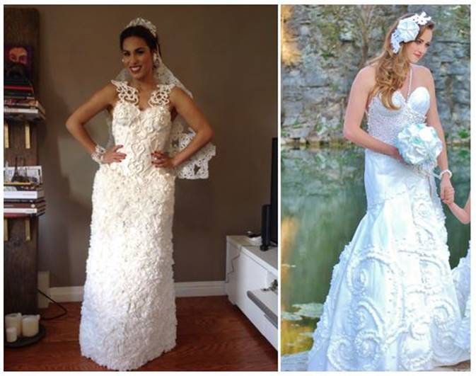 The dress on the right is by third prize winner Donna Vincler.