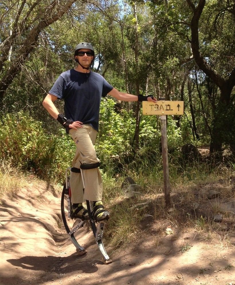 Quest for six pack abs (on jumping stilts)