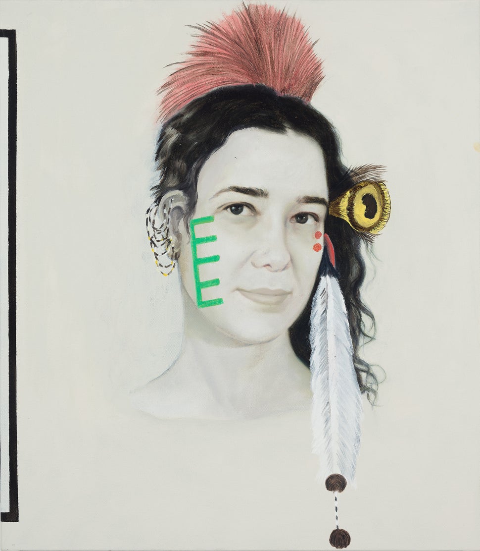 "Kindred Spirits I" (detail), 2015 oil on canvas 3 parts, each: 20.47 x 17.91 x 1.38 inches 52 x 45.5 x 3.5 cm. Courtesy the