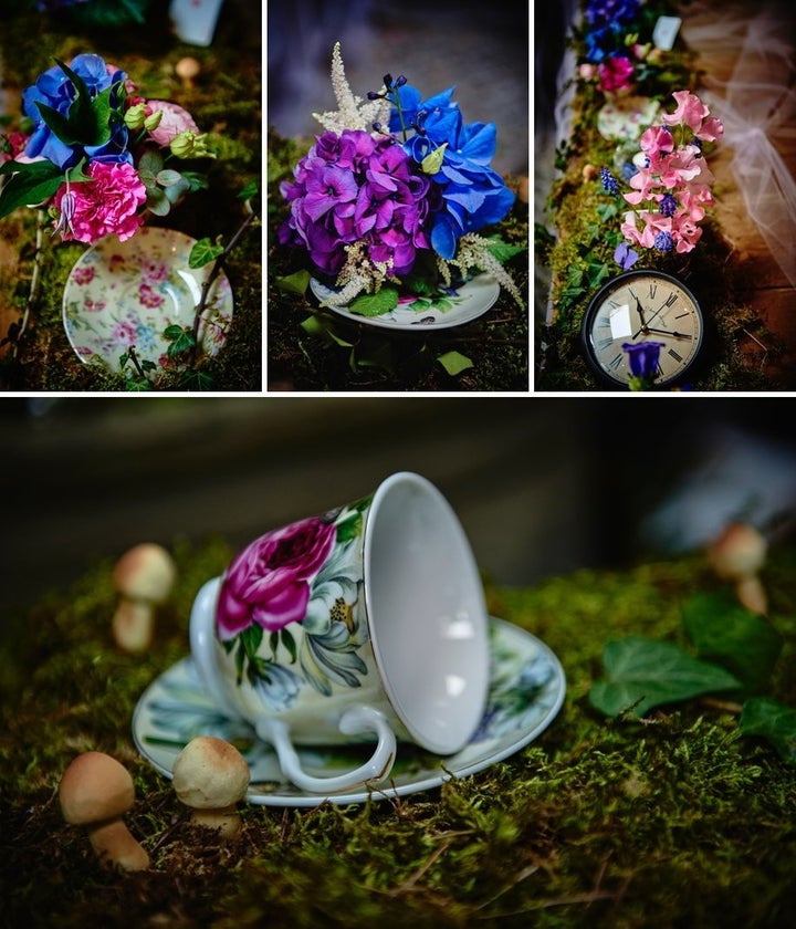 "A mix of classic elegance and eclectic whimsy made our Alice In Wonderland wedding really fun and gorgeous in [our] guests' opinion," the bride said. 