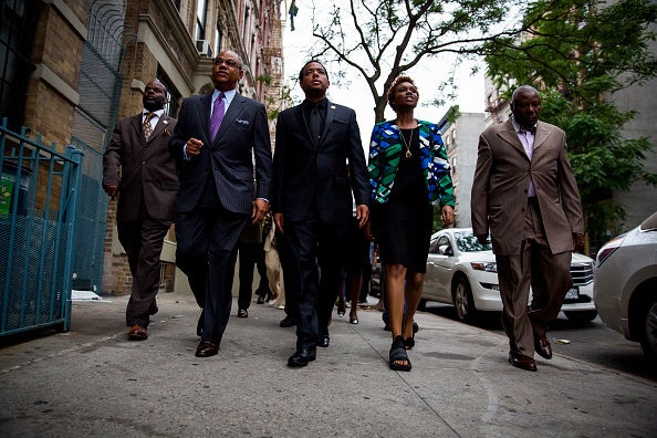 Clergy leaders in Harlem march during a prayer vigil for the Charleston victims