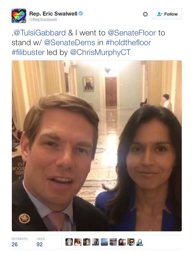 Rep. Eric Swalwell posted this photo on Twitter on June 15, 2016