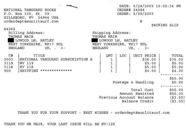 Receipts published by the Southern Poverty Law Center appear to show Mair had literature detailing how to make homemade weapons