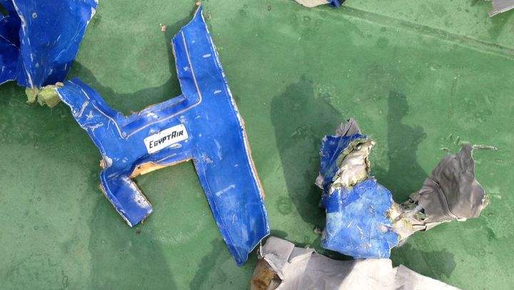EgyptAir flight MS804 crash en route from Paris to Cairo on May 19. Above, some of the recovered wreckage of the plane.