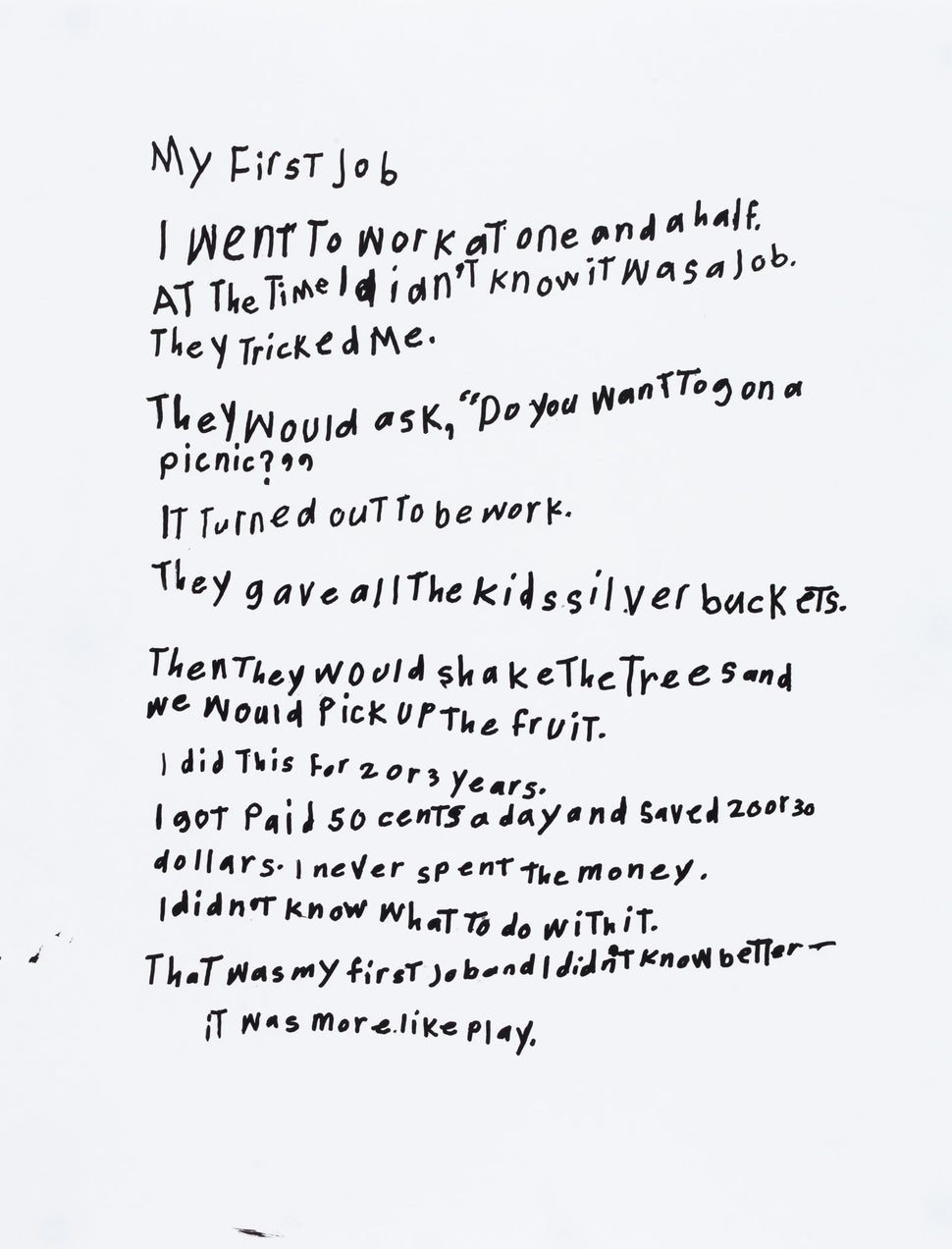 "Untitled" by Thomas Pringle, circa 2010, Creativity Explored Licensing, LLC, marker on paper, 28.5 x 22.5 inches.