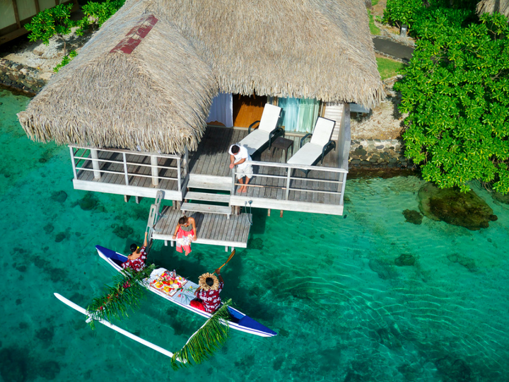 InterContinental Resort & Spa Moorea features views of volcanic peaks and the South Pacific. They also have gardens with more than 200 species of tropical plants and trees.