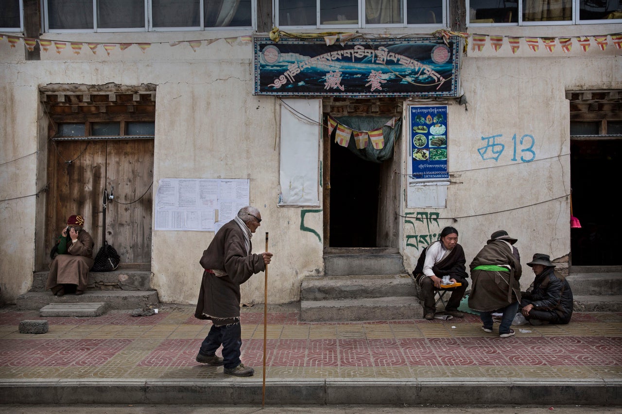 Cordycep fungus sellers in the town of Sershul on the Tibetan Plateau on May 20, 2016. The fungus has become a major part of the local economy, but harvesters fear both demand and supply are dwindling.